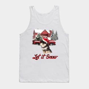 Pomeranian Let It Snow Tree Farm Red Truck Christmas Tank Top